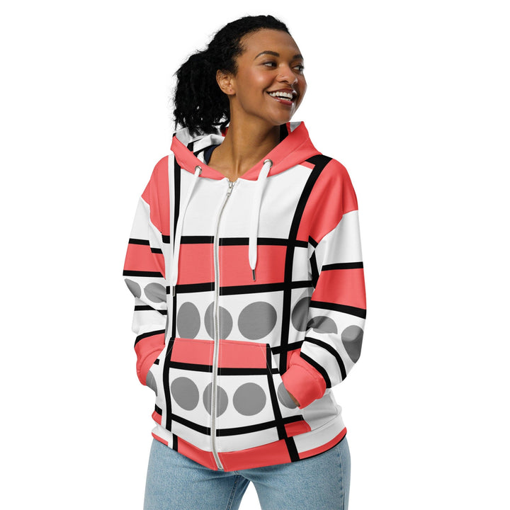 Graphic Zip Hoodie Mauve Grey Pattern - Womens/Hoodies/Zip Front/AOP