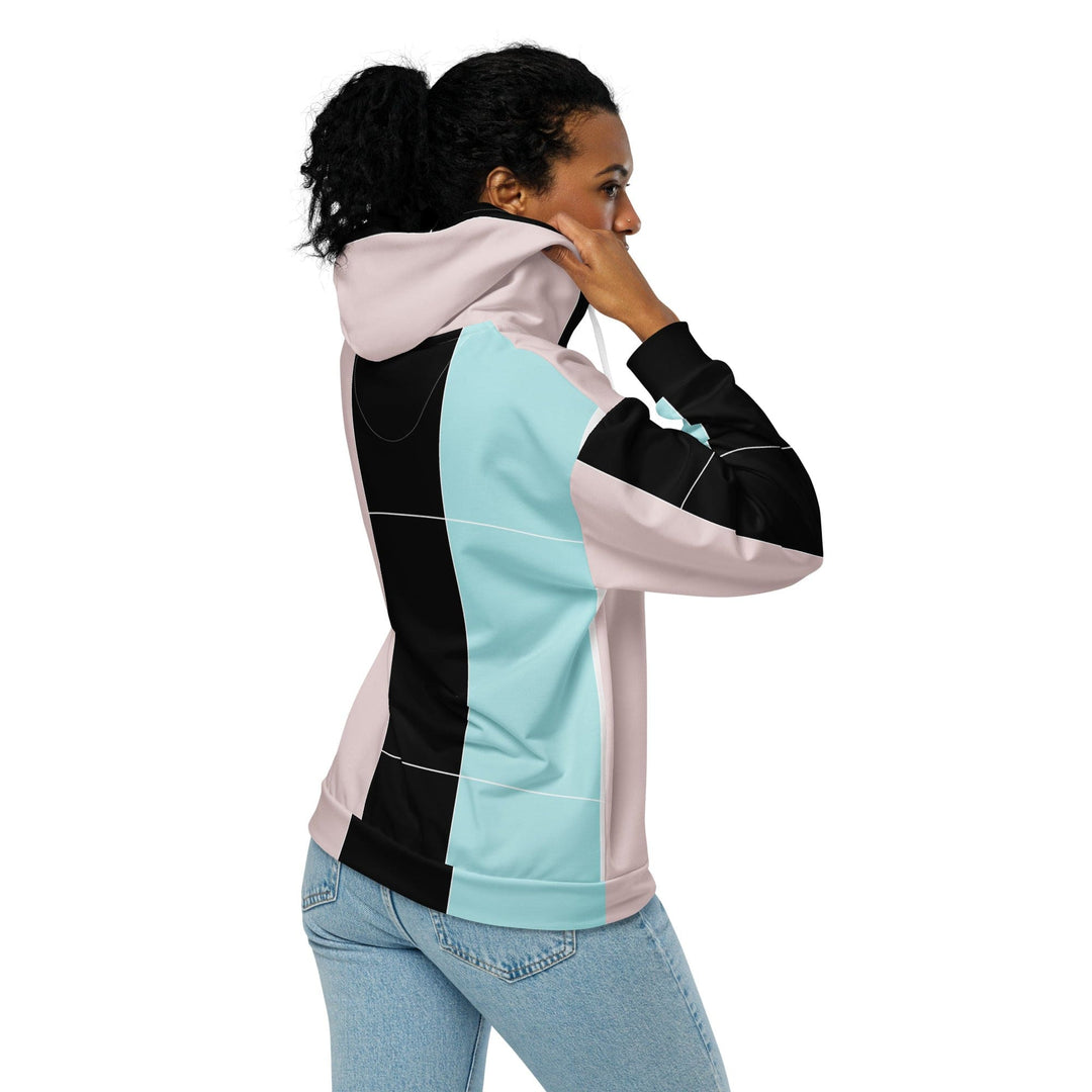 Graphic Zip Hoodie Pastel Colorblock Pink/black/blue