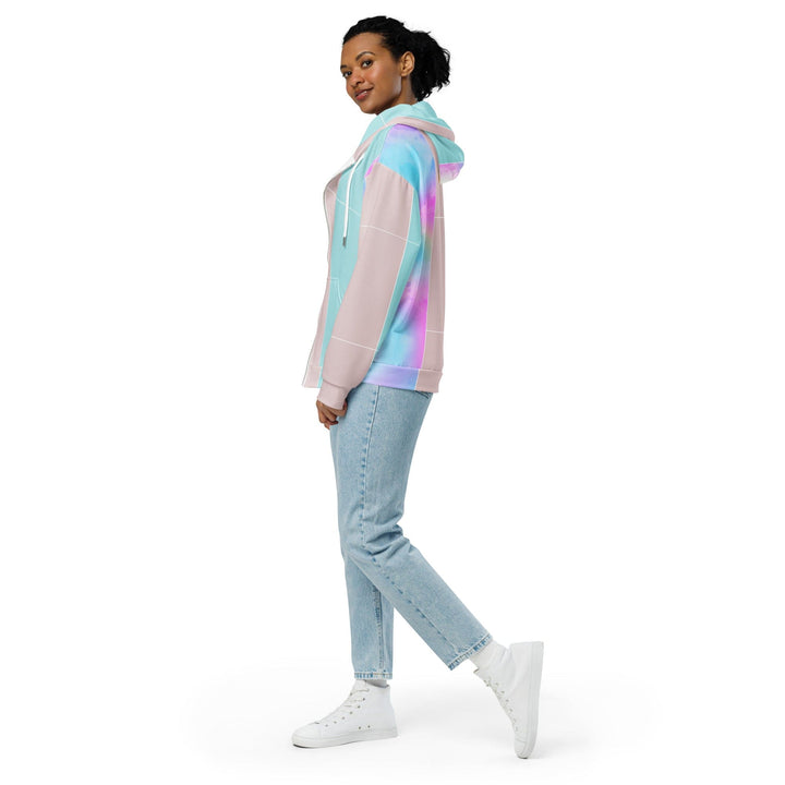 Graphic Zip Hoodie Pastel Colorblock Watercolor Illustration