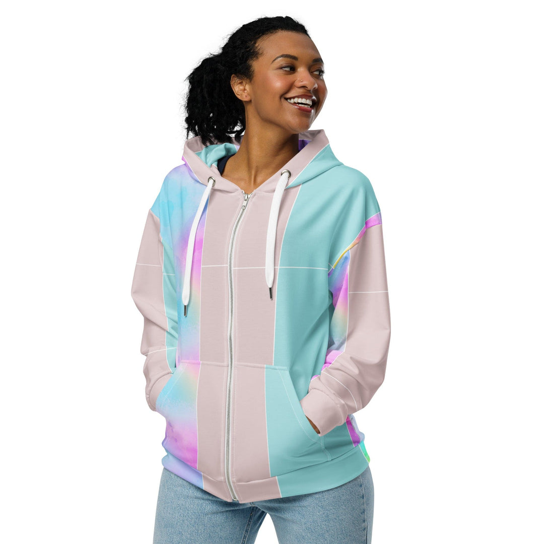 Graphic Zip Hoodie Pastel Colorblock Watercolor Illustration