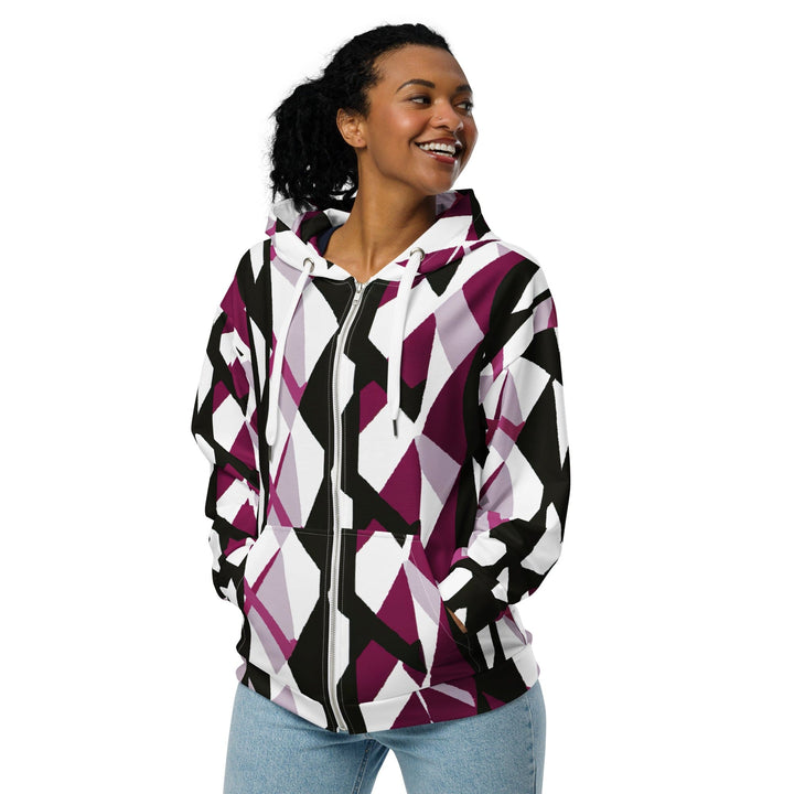 Womens Graphic Zip Hoodie Pink Mauve Pattern 2 - Womens | Hoodies | Zip Front