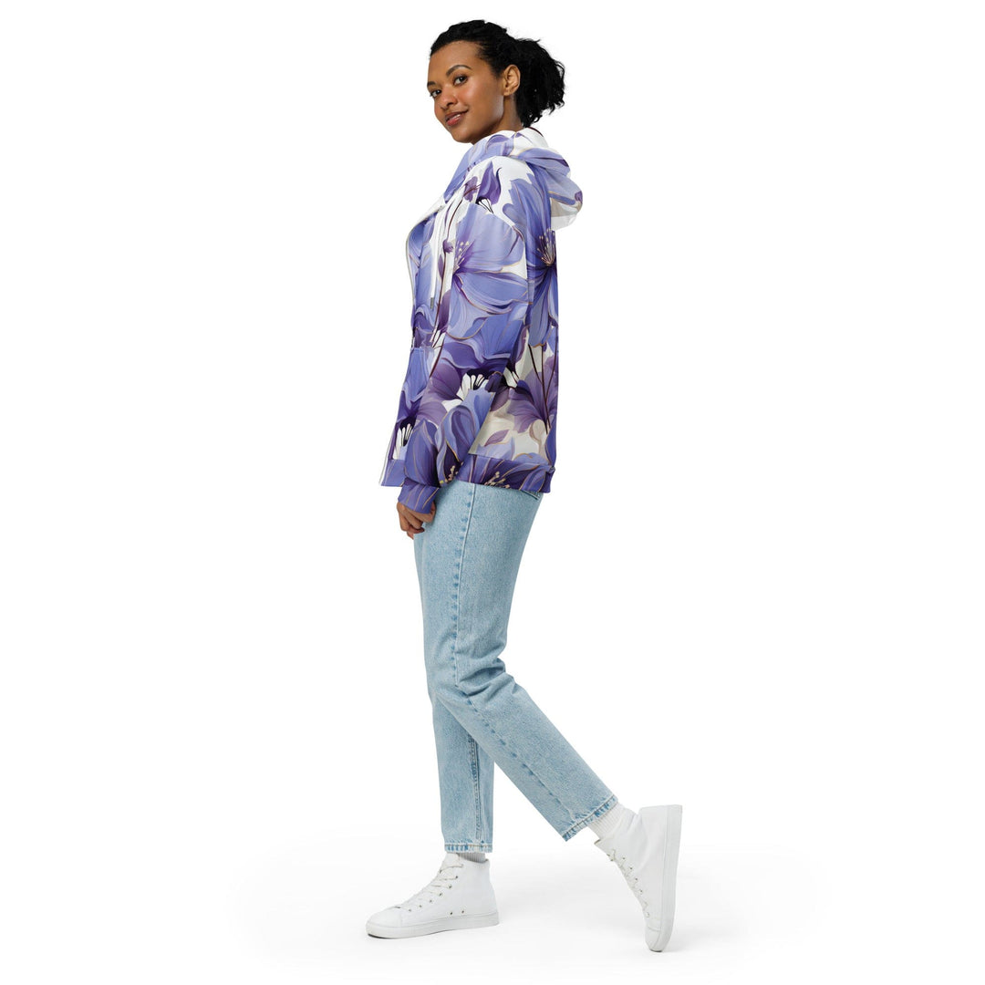 Graphic Zip Hoodie Purple Botanical Blooms 3