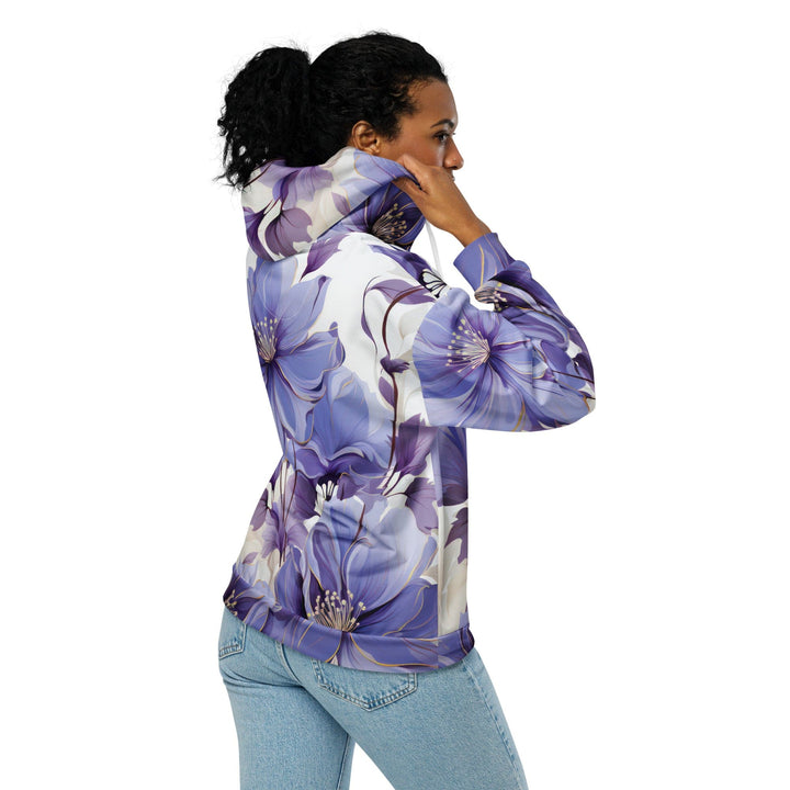 Graphic Zip Hoodie Purple Botanical Blooms 3