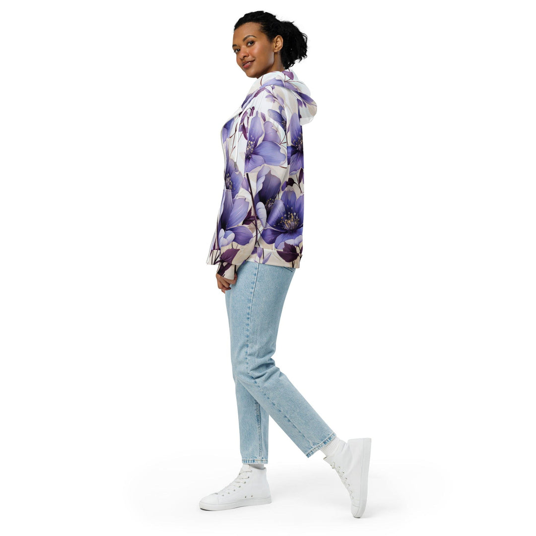 Graphic Zip Hoodie Purple Botanical Blooms 4