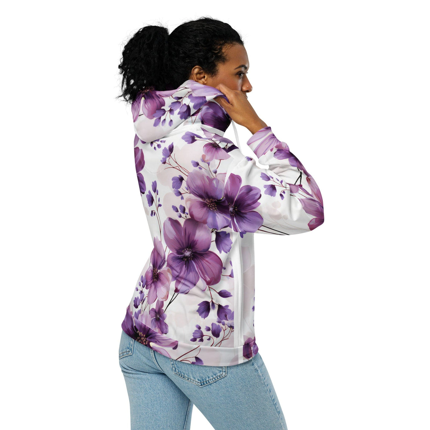 Womens Graphic Zip Hoodie Purple Botanical Blooms - Womens | Hoodies | Zip Front