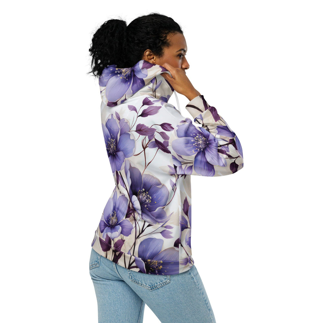 Graphic Zip Hoodie Purple Botanical Blooms 4