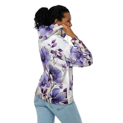 Womens Graphic Zip Hoodie Purple Botanical Blooms 4 - Womens | Hoodies | Zip