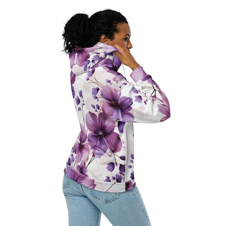 Graphic Zip Hoodie Purple Botanical Blooms