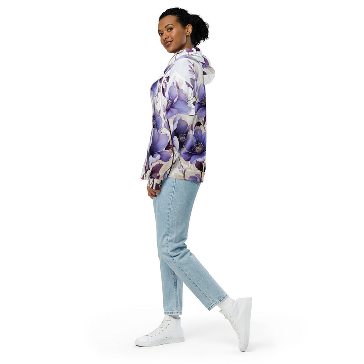 Womens Graphic Zip Hoodie Purple Botanical Blooms 4 - Womens | Hoodies | Zip