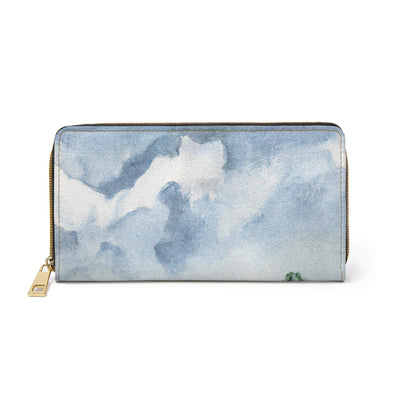 Green Mountainside Nature Landscape Blue Sky Print Womens Zipper Wallet Clutch