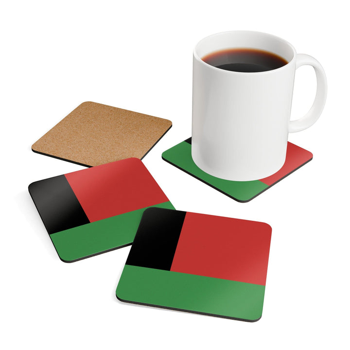 Handcrafted Square Coaster Set Of 4 Black Red Green Stripped - Decorative