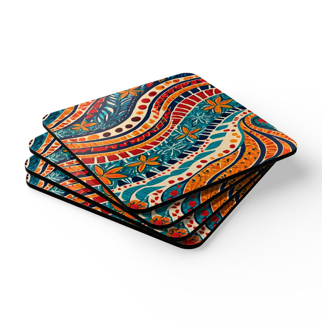 Handcrafted Square Coaster Set of 4 Boho Floral Print - Decorative | Coasters