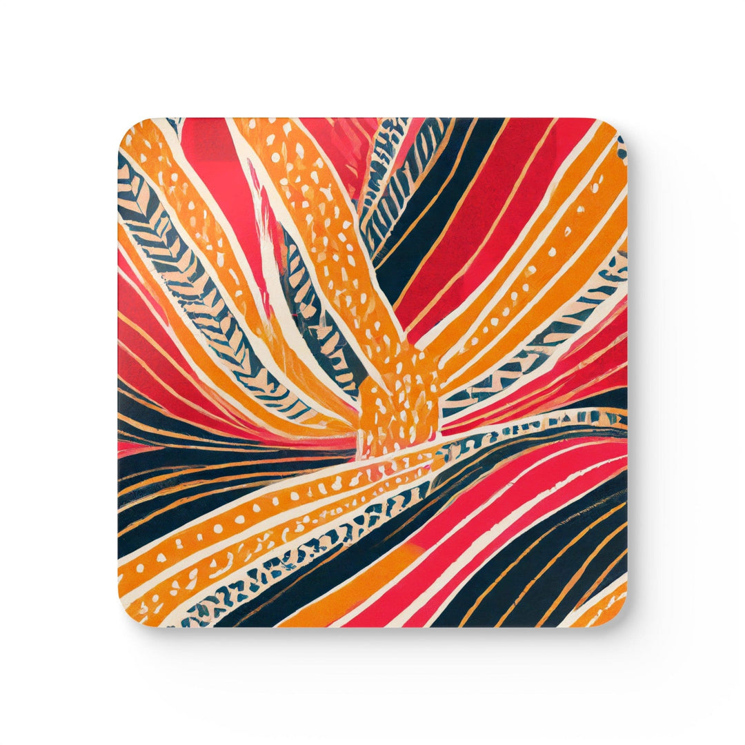 Handcrafted Square Coaster Set Of 4 Boho Multicolor Print - Home Decor