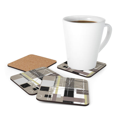 Handcrafted Square Coaster Set Of 4 For Drinks And Cups Abstract Brown