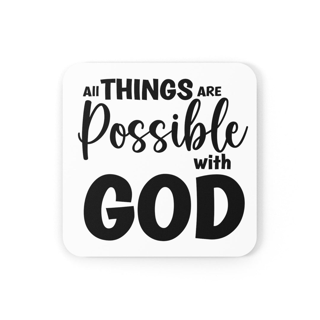 Handcrafted Square Coaster Set of 4 - All Things are Possible with God - Black