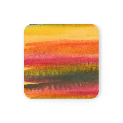 Handcrafted Square Coaster Set Of 4 For Drinks And Cups Autumn Fall Watercolor