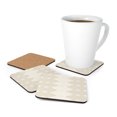 Handcrafted Square Coaster Set Of 4 For Drinks And Cups Beige White Tribal