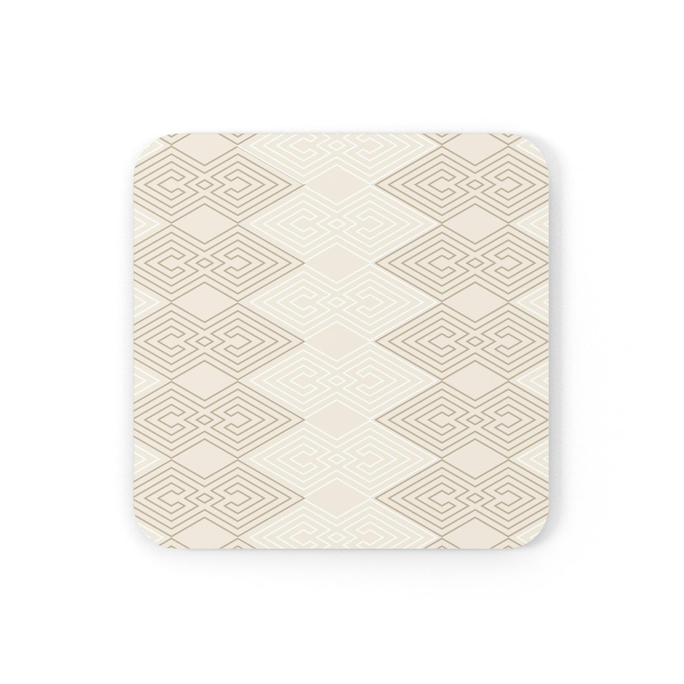 Handcrafted Square Coaster Set Of 4 For Drinks And Cups Beige White Tribal