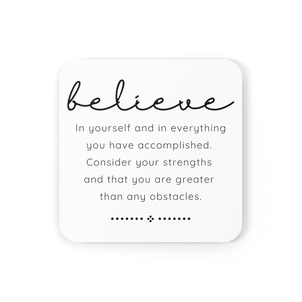 Handcrafted Square Coaster Set of 4 - Believe in Yourself - Decorative