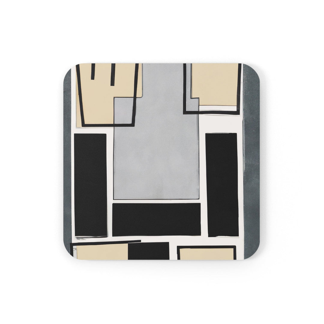 Handcrafted Square Coaster Set of 4 - Black Grey Abstract Pattern - Decorative