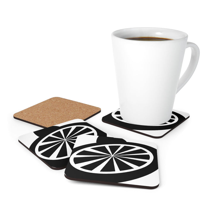 Handcrafted Square Coaster Set of 4 - Black and White Geometric Pattern