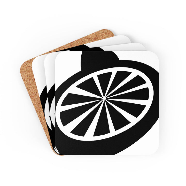 Handcrafted Square Coaster Set of 4 - Black and White Geometric Pattern