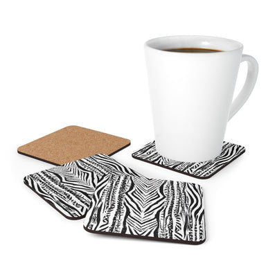 Handcrafted Square Coaster Set Of 4 For Drinks And Cups Black White Native