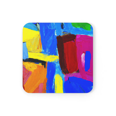 Handcrafted Square Coaster Set Of 4 For Drinks And Cups Blue Red Abstract