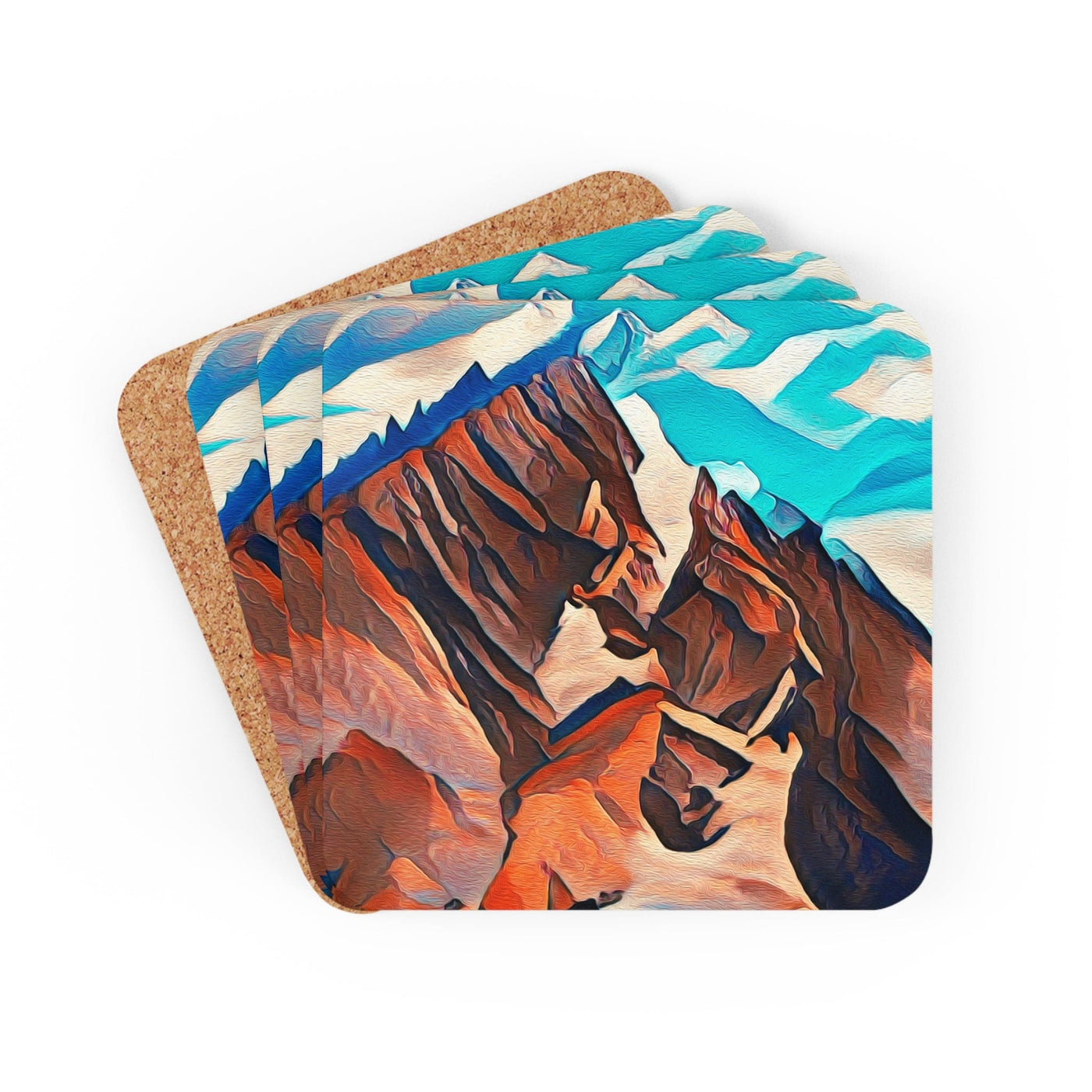 Handcrafted Square Coaster Set Of 4 For Drinks And Cups Brown Horses