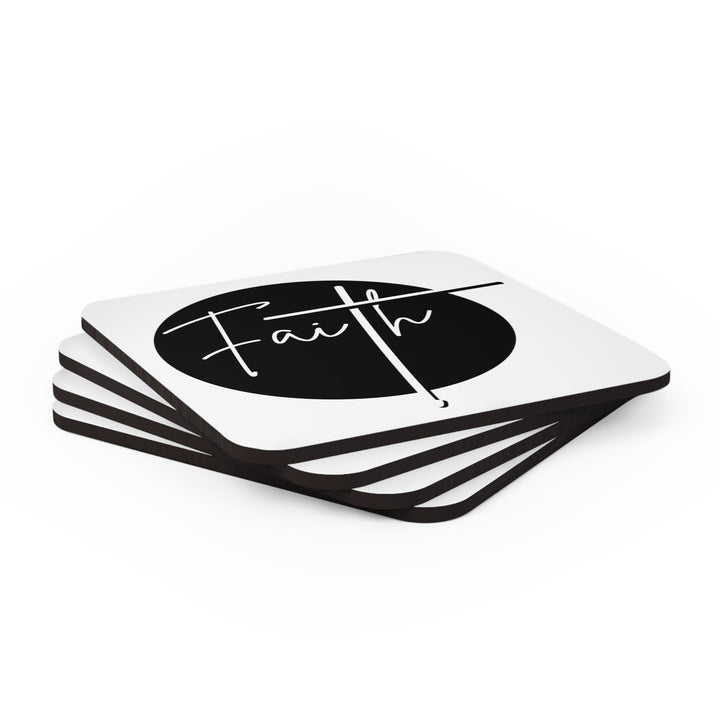 Handcrafted Square Coaster Set of 4 - Faith Print - Decorative | Coasters