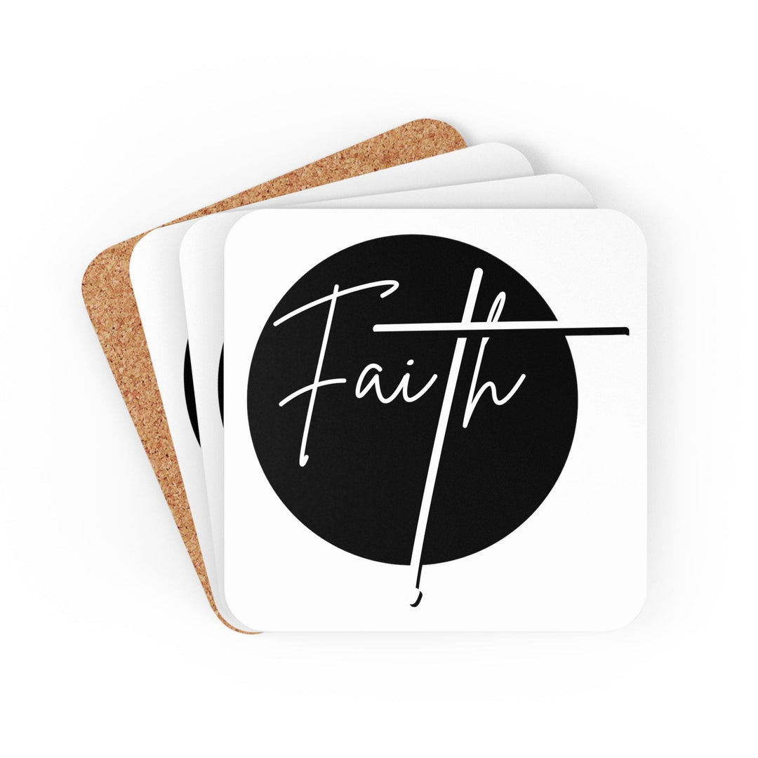 Handcrafted Square Coaster Set of 4 - Faith Print - Decorative | Coasters