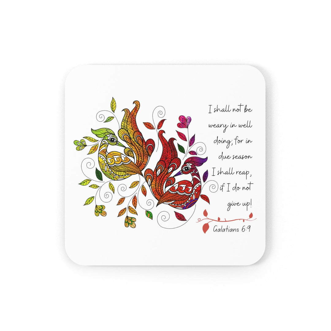 Handcrafted Square Coaster Set of 4 - i Shall not be Weary in Well Doing