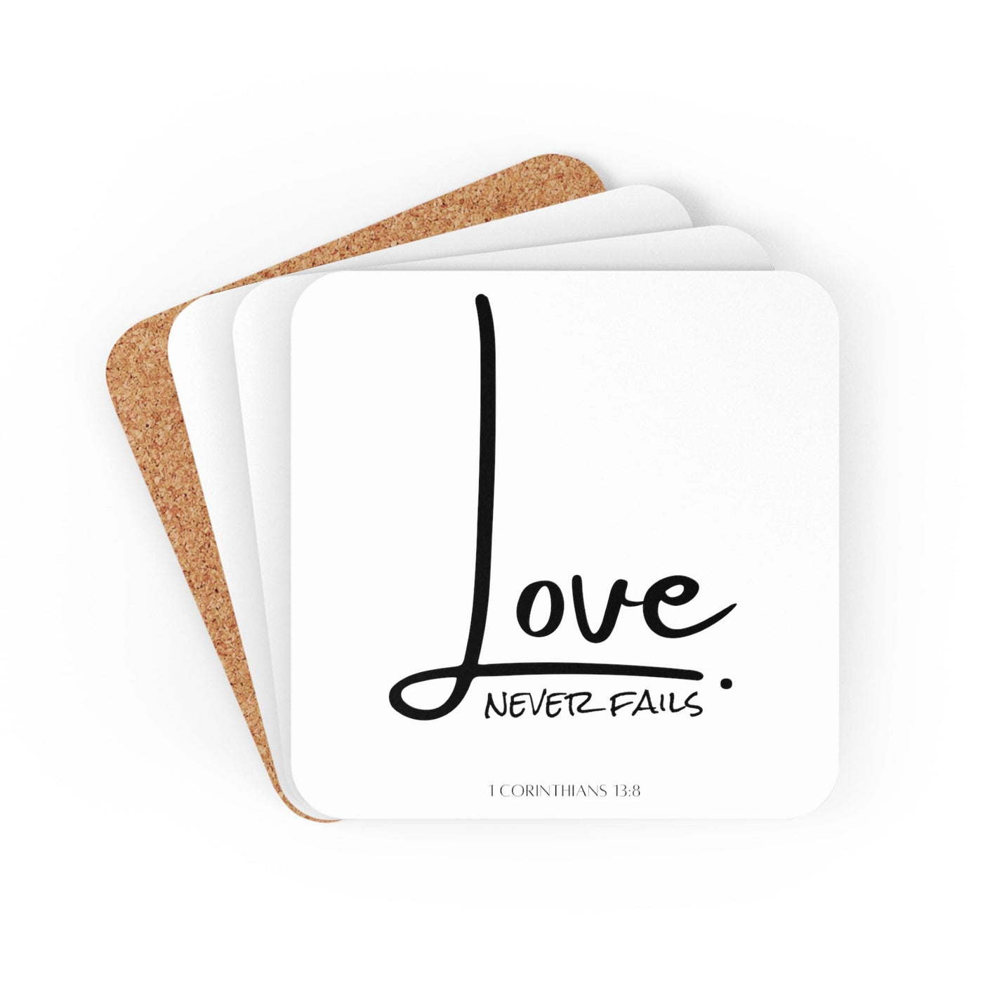 Handcrafted Square Coaster Set Of 4 For Drinks And Cups Love Never Fails