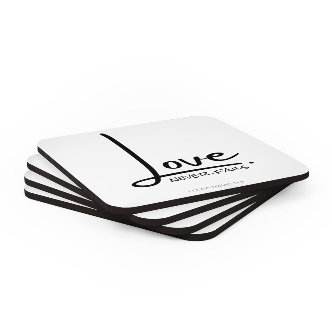 Handcrafted Square Coaster Set of 4 - Love Never Fails - Decorative | Coasters