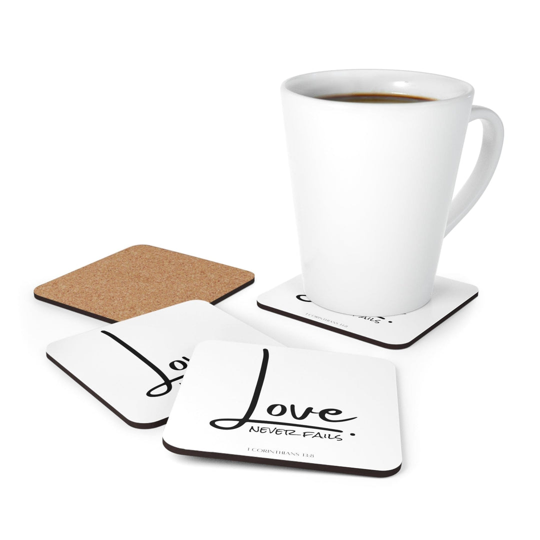 Handcrafted Square Coaster Set of 4 - Love Never Fails - Decorative | Coasters