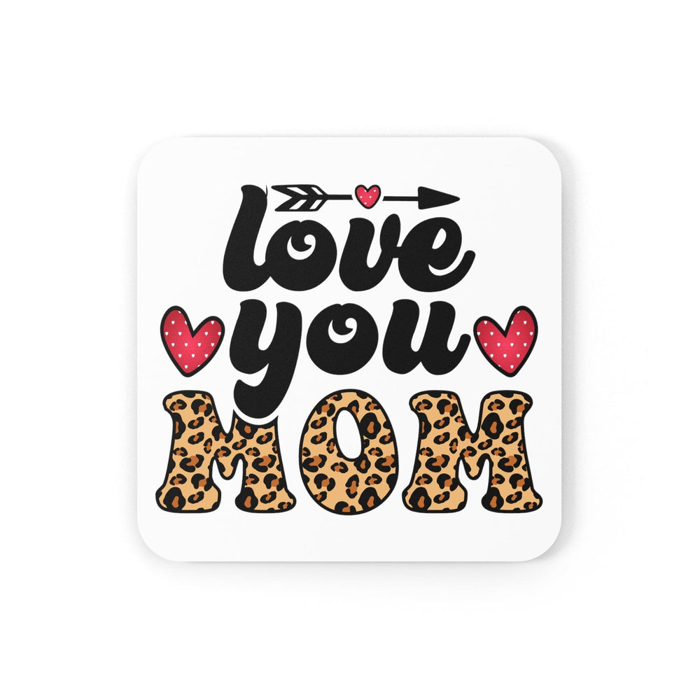 Handcrafted Square Coaster Set of 4 - Love you Mom Leopard Print - Decorative