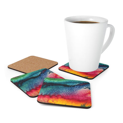 Handcrafted Square Coaster Set Of 4 For Drinks And Cups Multicolor Abstract