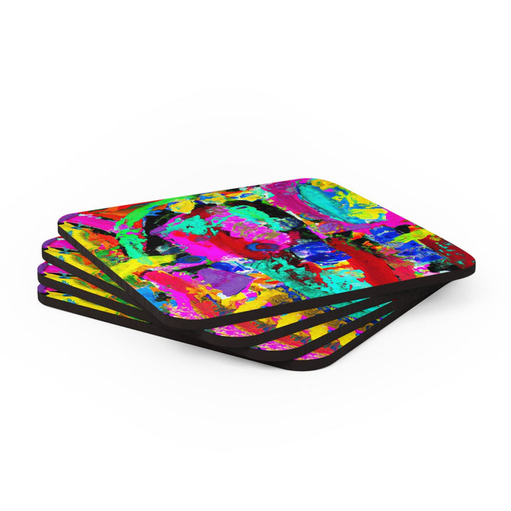 Handcrafted Square Coaster Set of 4 - Multicolor Abstract Pattern - Decorative