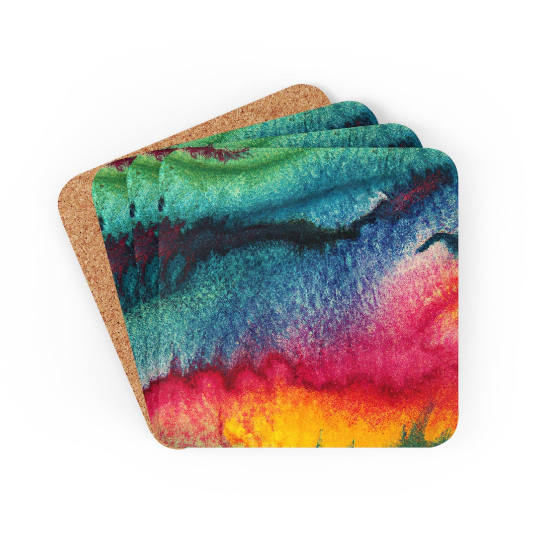 Handcrafted Square Coaster Set Of 4 For Drinks And Cups Multicolor Abstract