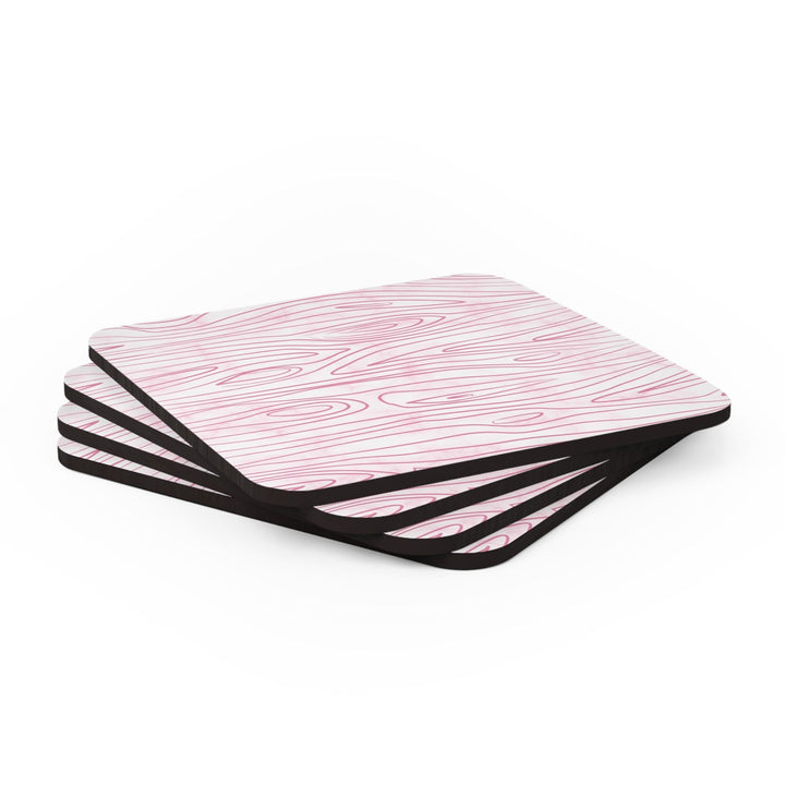 Handcrafted Square Coaster Set of 4 - Pink Line Art Sketch Print - Decorative