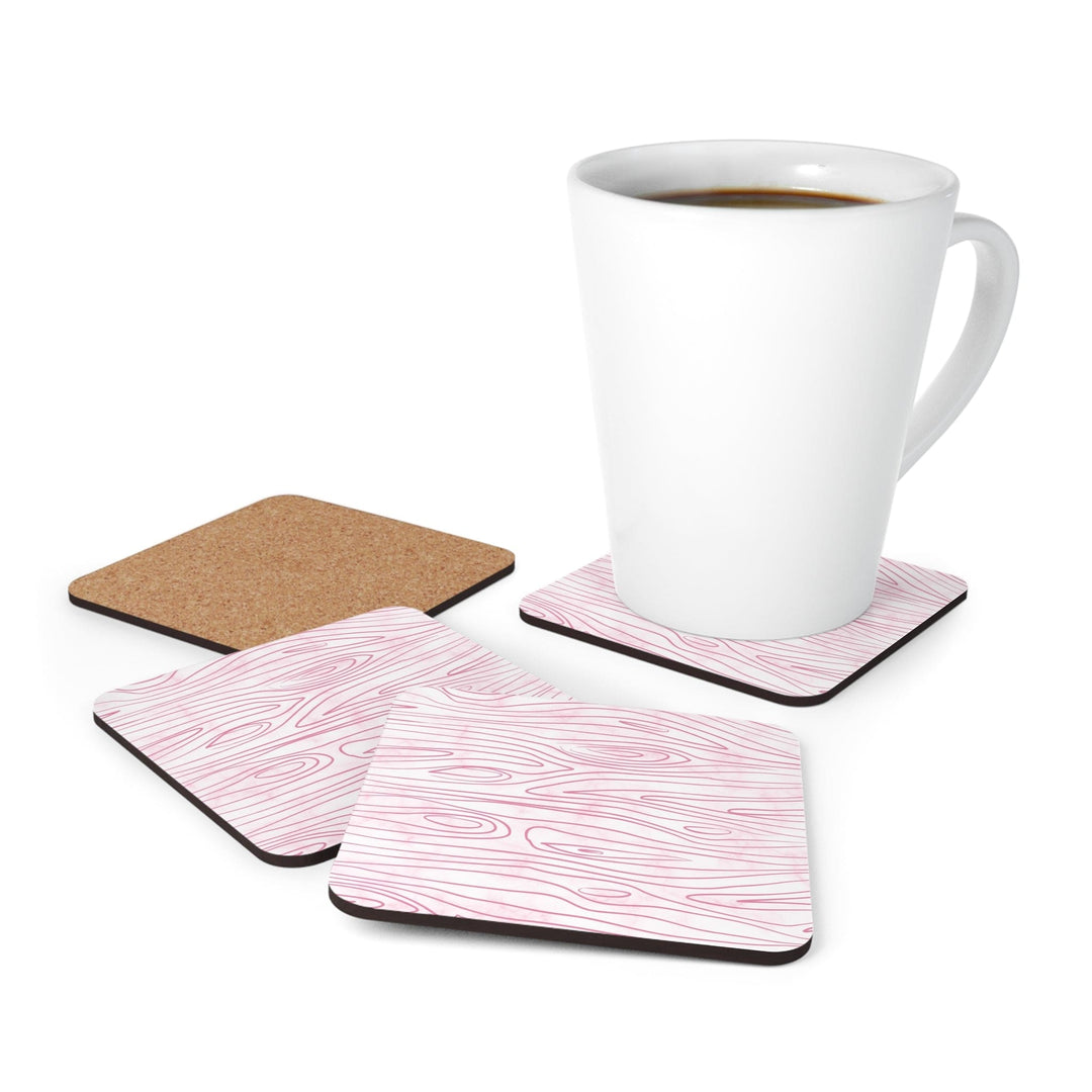 Handcrafted Square Coaster Set of 4 - Pink Line Art Sketch Print - Decorative