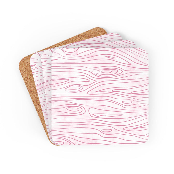 Handcrafted Square Coaster Set of 4 - Pink Line Art Sketch Print - Decorative