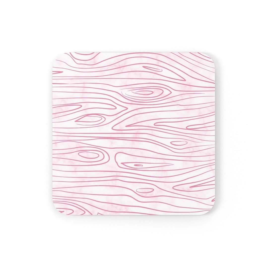 Handcrafted Square Coaster Set of 4 - Pink Line Art Sketch Print - Decorative