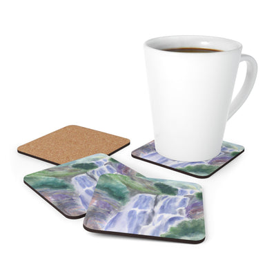 Handcrafted Square Coaster Set Of 4 For Drinks And Cups Purple Watercolor