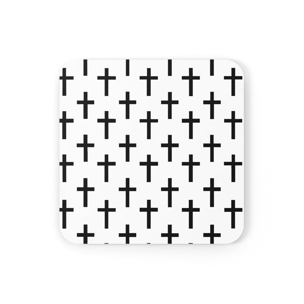 Handcrafted Square Coaster Set Of 4 For Drinks And Cups Seamless Cross Pattern