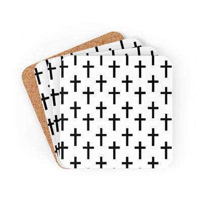 Handcrafted Square Coaster Set Of 4 For Drinks And Cups Seamless Cross Pattern