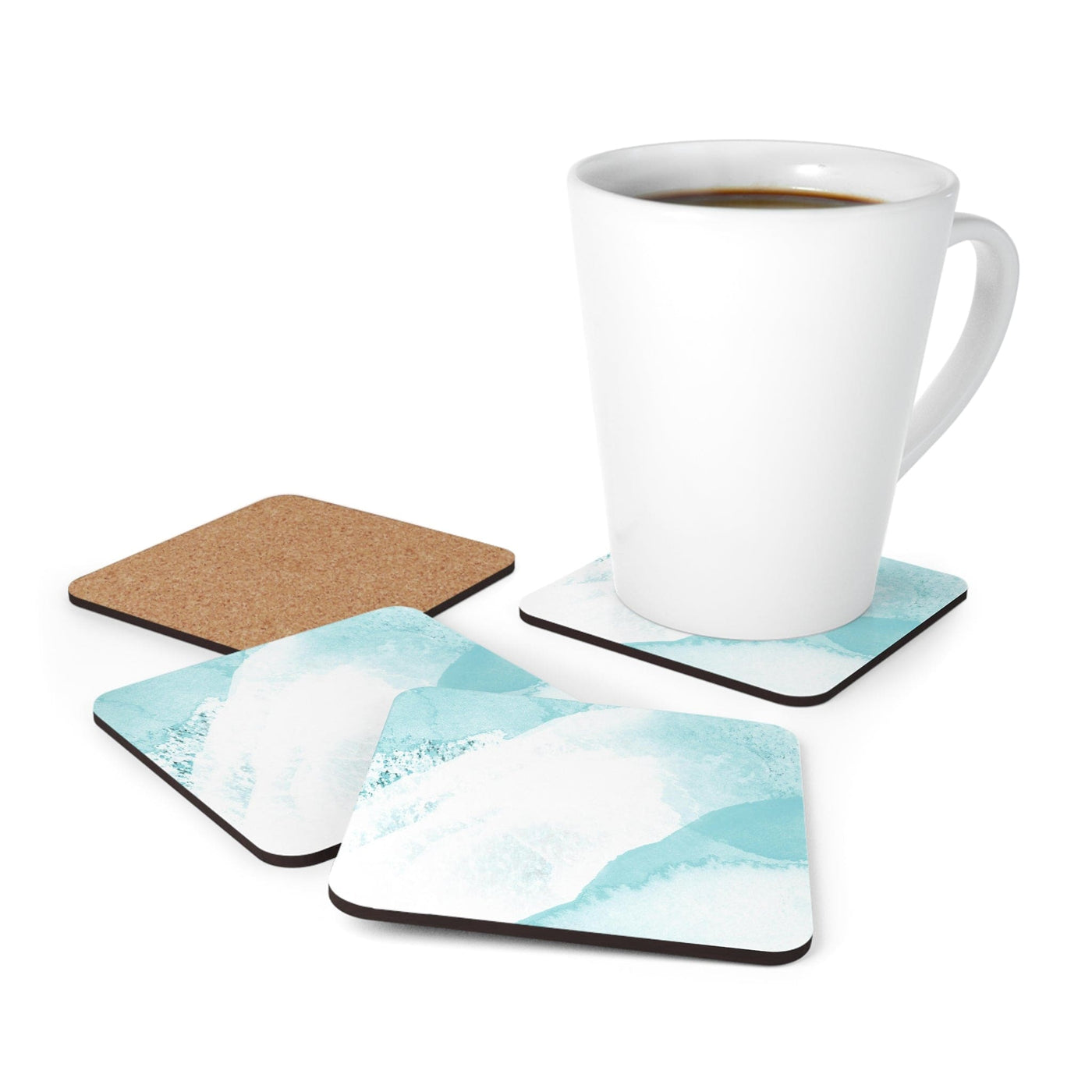 Handcrafted Square Coaster Set Of 4 For Drinks And Cups Subtle Abstract Ocean