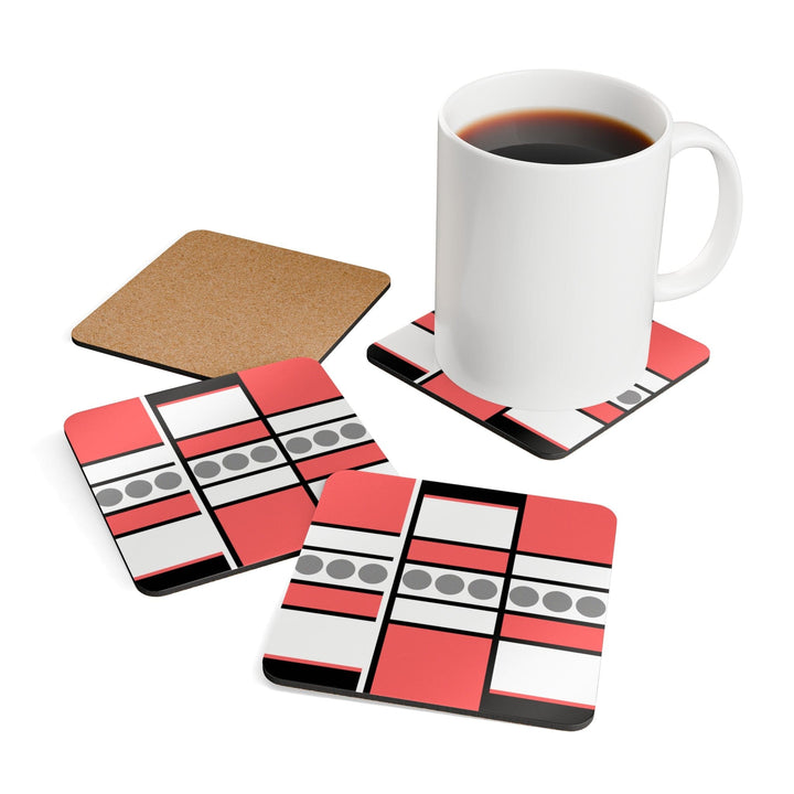 Handcrafted Square Coaster Set Of 4 Pale Red Print - Home Decor