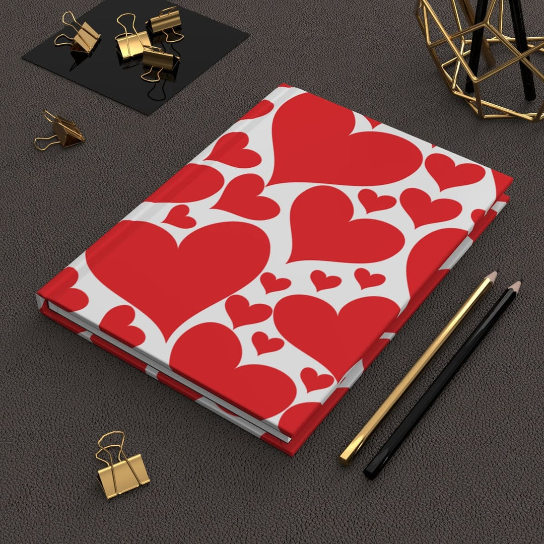 Hardcover Journal - Lined Notebook / Love Red Hearts - Stationery | Journals