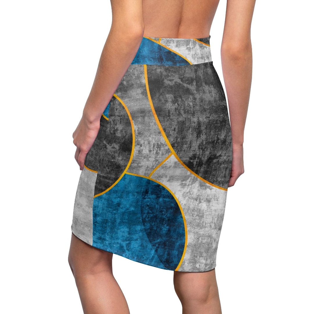 High Waist Womens Pencil Skirt Contour Stretch Black Blue Grey Circular